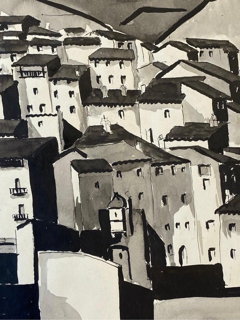 Unknown1950's Modernist Painting, Black & White Town Landscape1950 photo 402.0