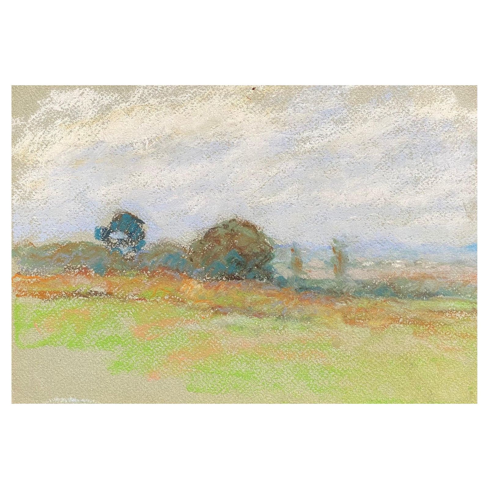 Unknowncamille Meriot, Pastel French Impressionist Green Countryside Viewcirca 1940s