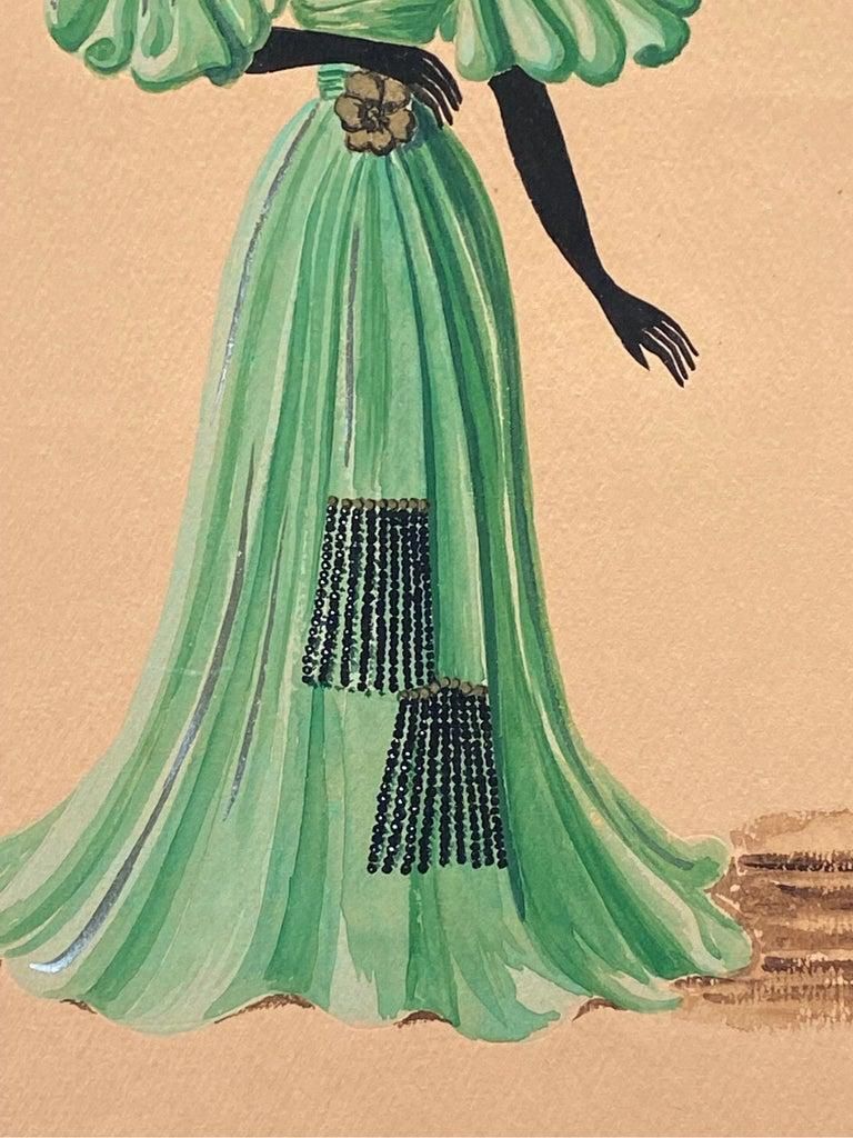 Unknown1940's Fashion Illustration   Lady In Dashing Green Ball Dresscirca 1940s photo furniture