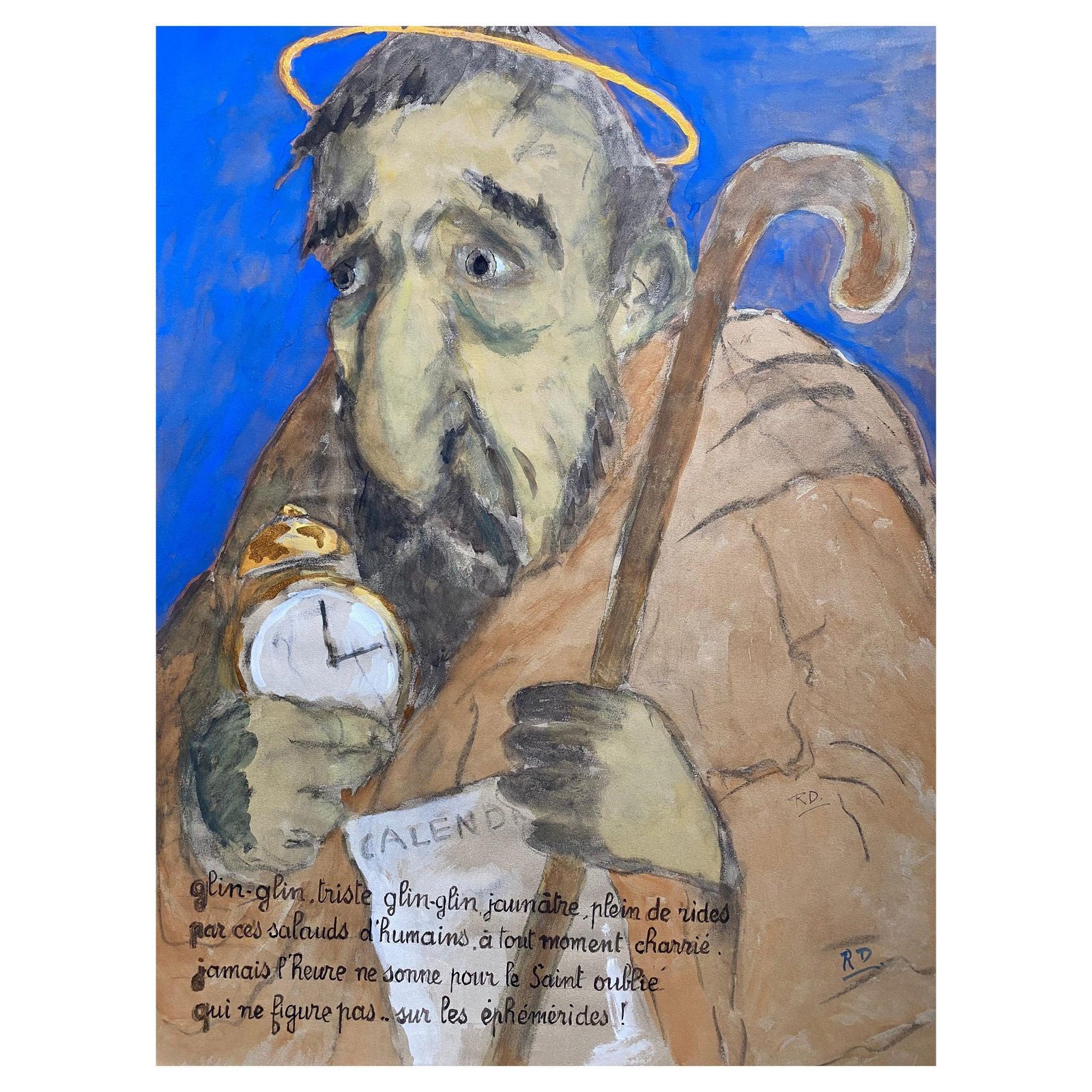 Unknown1960's French Portrait Religious Old Man Caricaturecirca 1960s