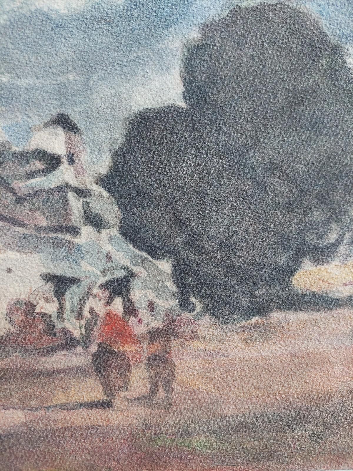 Unknownfrench Modernist Cubist Painting Figures In A Village20th Century photo vinterior