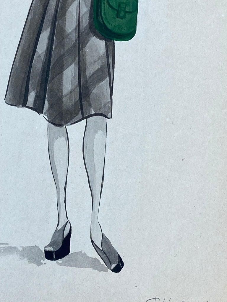 Unknown1940's French Fashion Illustration, The Stylish Lady With The Green Featurescirca 1940s photo Art