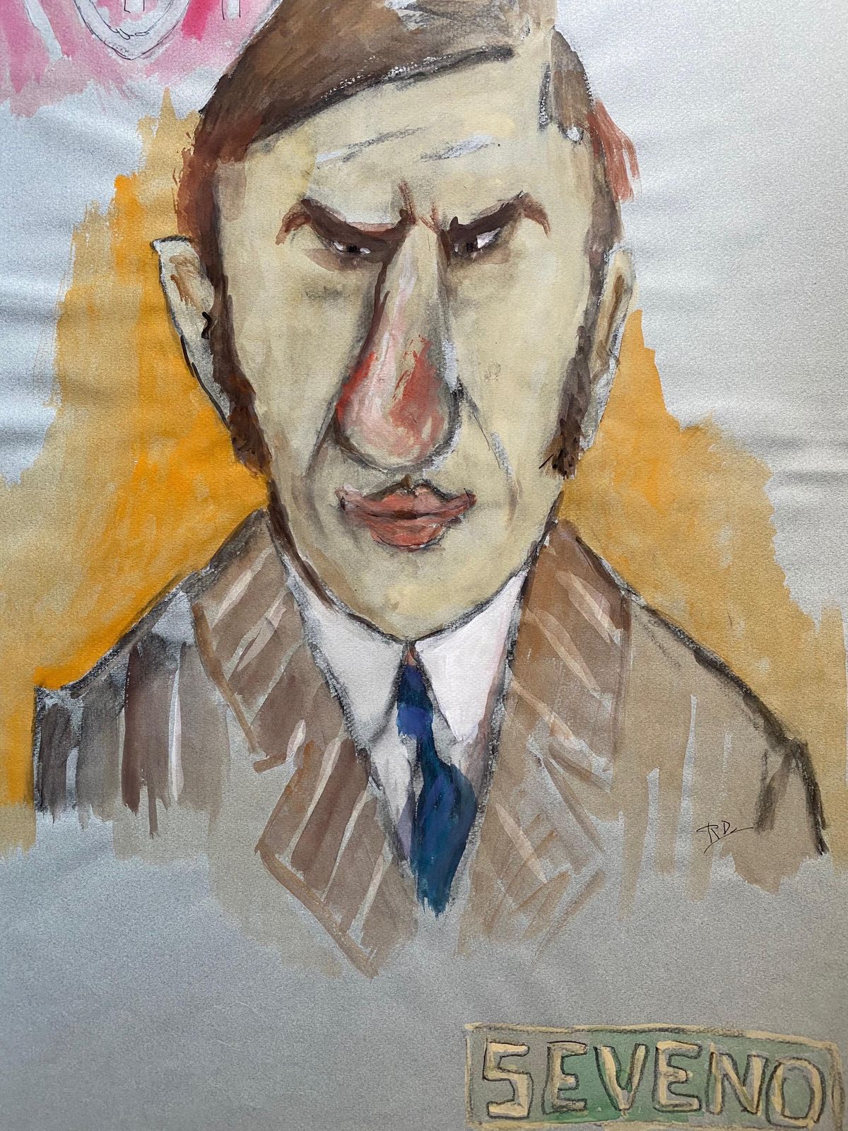 Unknown1960's French Portrait Grumpy Man Caricaturecirca 1960s photo furniture