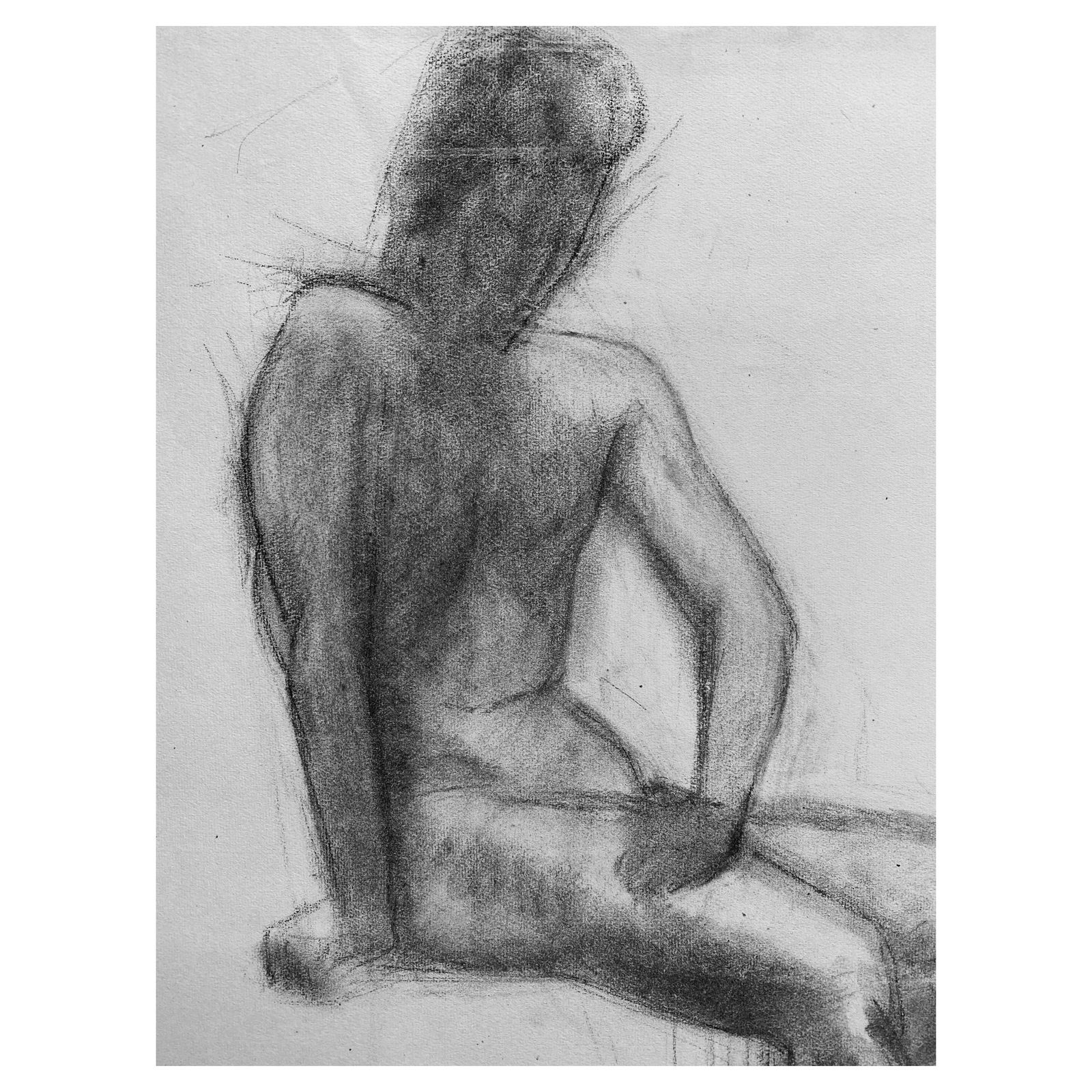 Unknownmid 20th Century, French, Charcoal Drawing, Portrait Of A Standing Nude Womencirca 1950s