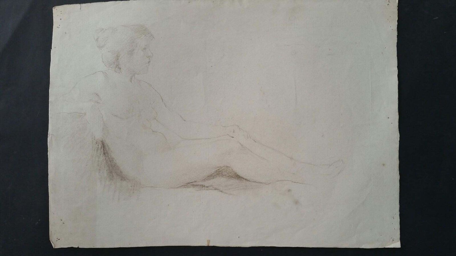 photo furniture Unknownenglish Antique Portrait Sketch Of Reclining Female Nude 'Double Sided'circa 1880 1905