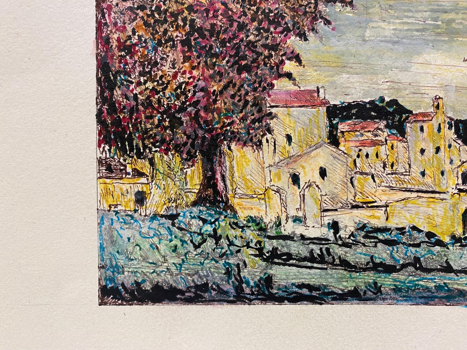 Unknown1950's Modernist Painting, Landscape Of A French Town1950s photo for sale