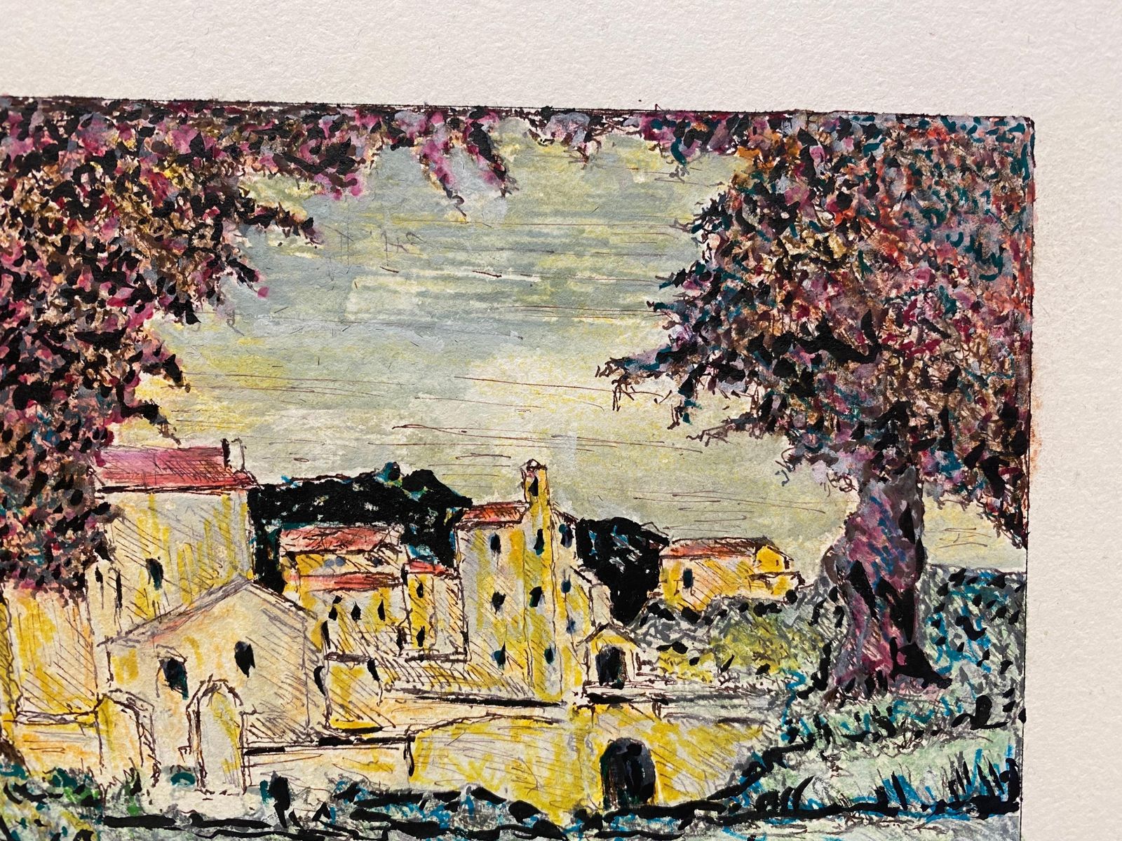 Unknown1950's Modernist Painting, Landscape Of A French Town1950s photo Art