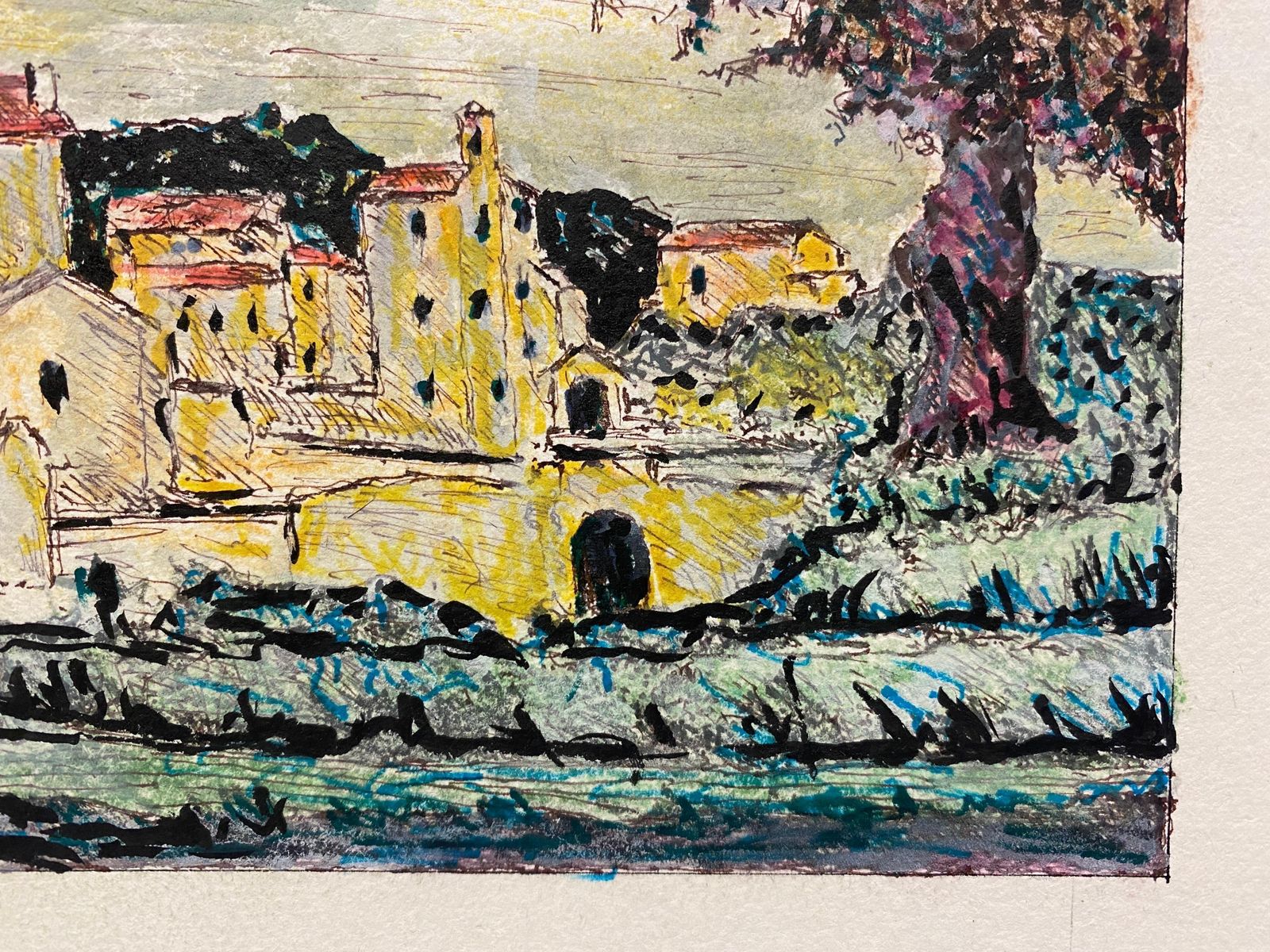 Unknown1950's Modernist Painting, Landscape Of A French Town1950s photo 378.0
