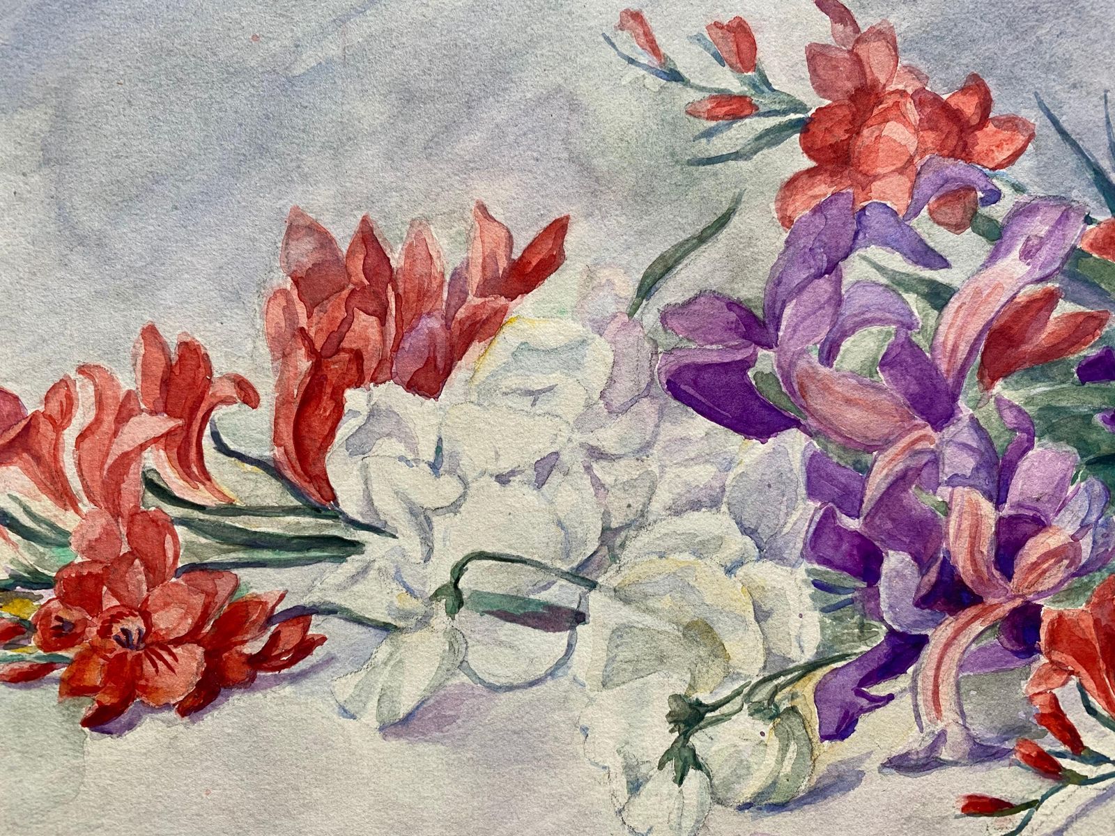 Unknownearly 1900's French Impressionist Signed Flower Watercolour By Marie Carreaucirca 1900s photo Art
