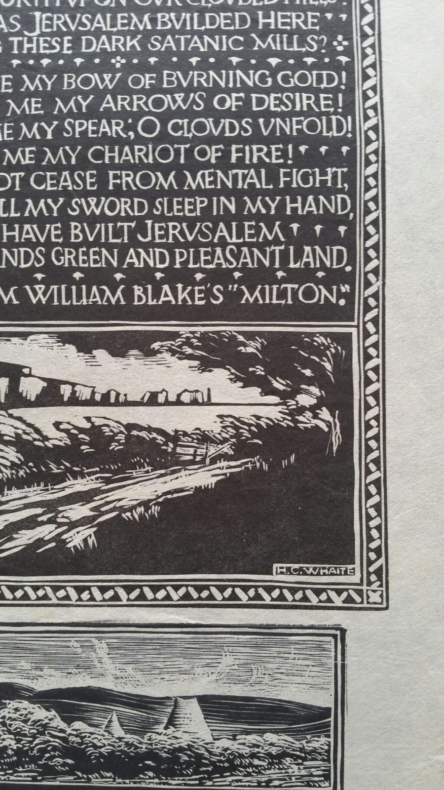 Unknownenglish Antique Woodcut Engraving, William Blakes's Milton1931 photo for sale