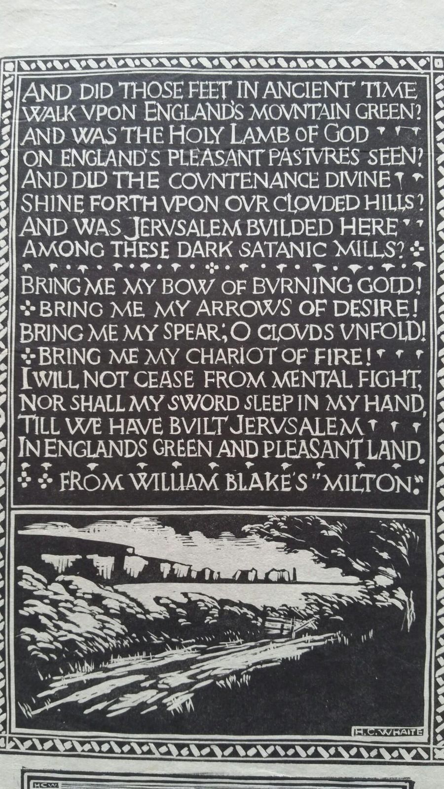 Unknownenglish Antique Woodcut Engraving, William Blakes's Milton1931 photo Art