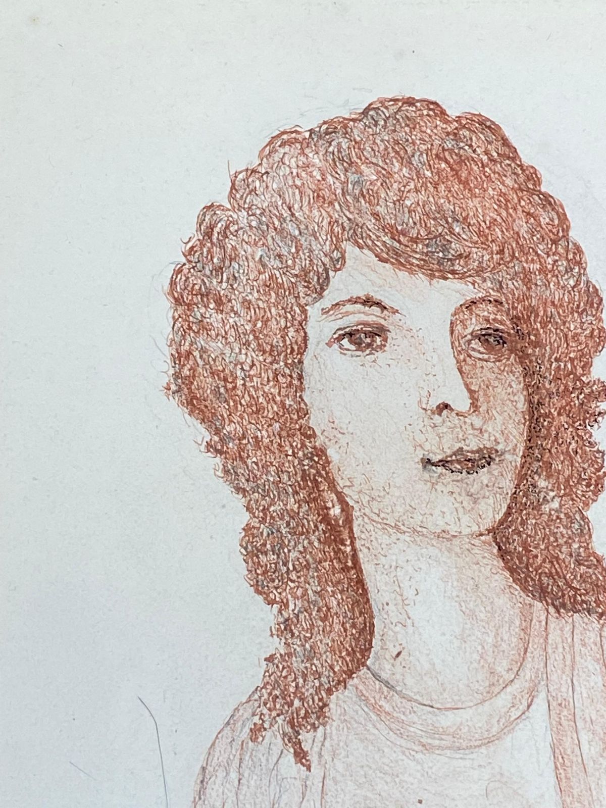Unknown1950's French Modernist / Cubist Drawing, Red Portrait Of Lady1950 photo 193.0