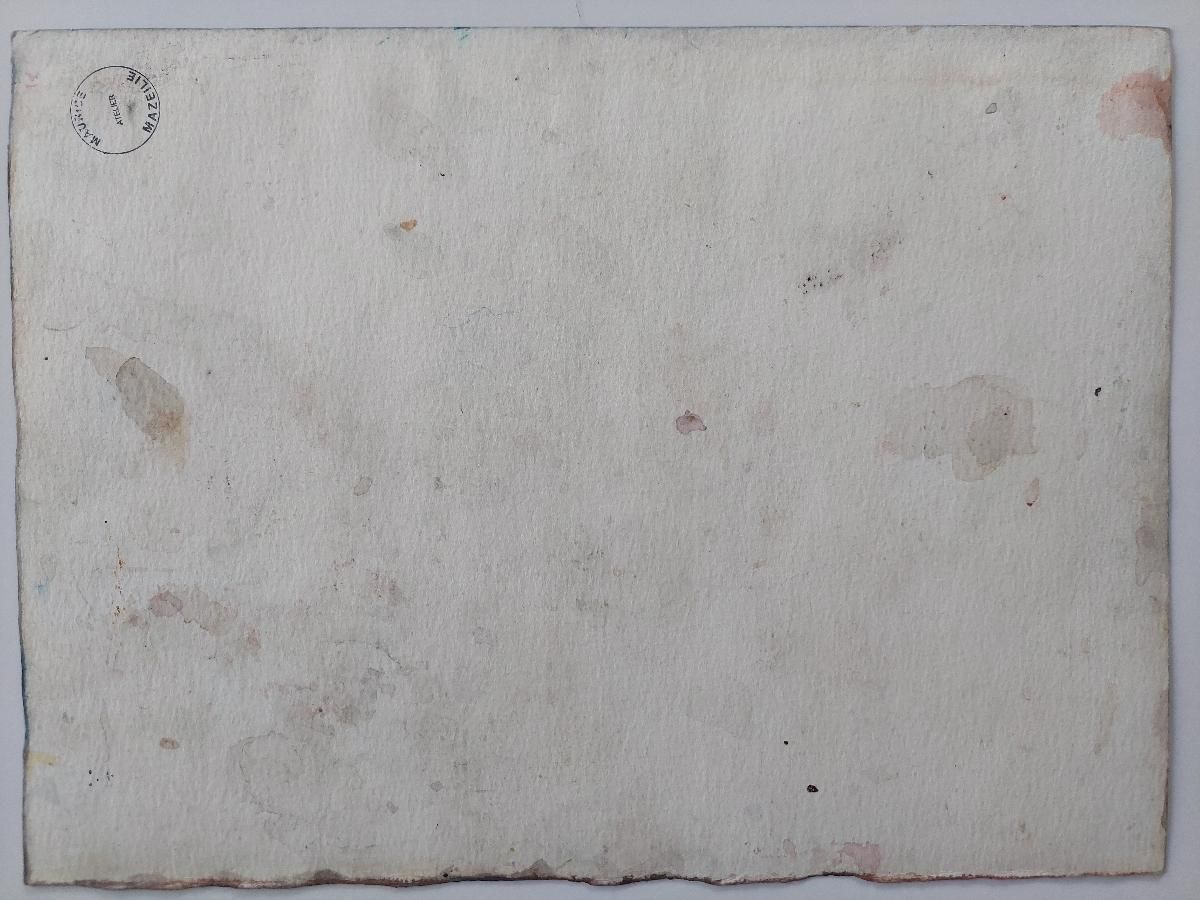 Unknownfrench Modernist Cubist Painting Fishing Boats By Coastal Fortification20th Century photo vintage