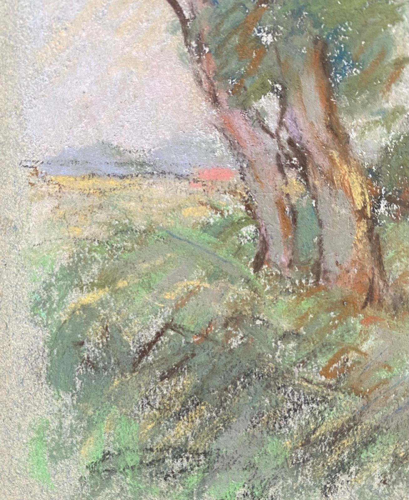 Unknowncamille Meriot French Impressionist Pastel Countryside Wispy Trees In Lanecirca 1940s photo vinterior