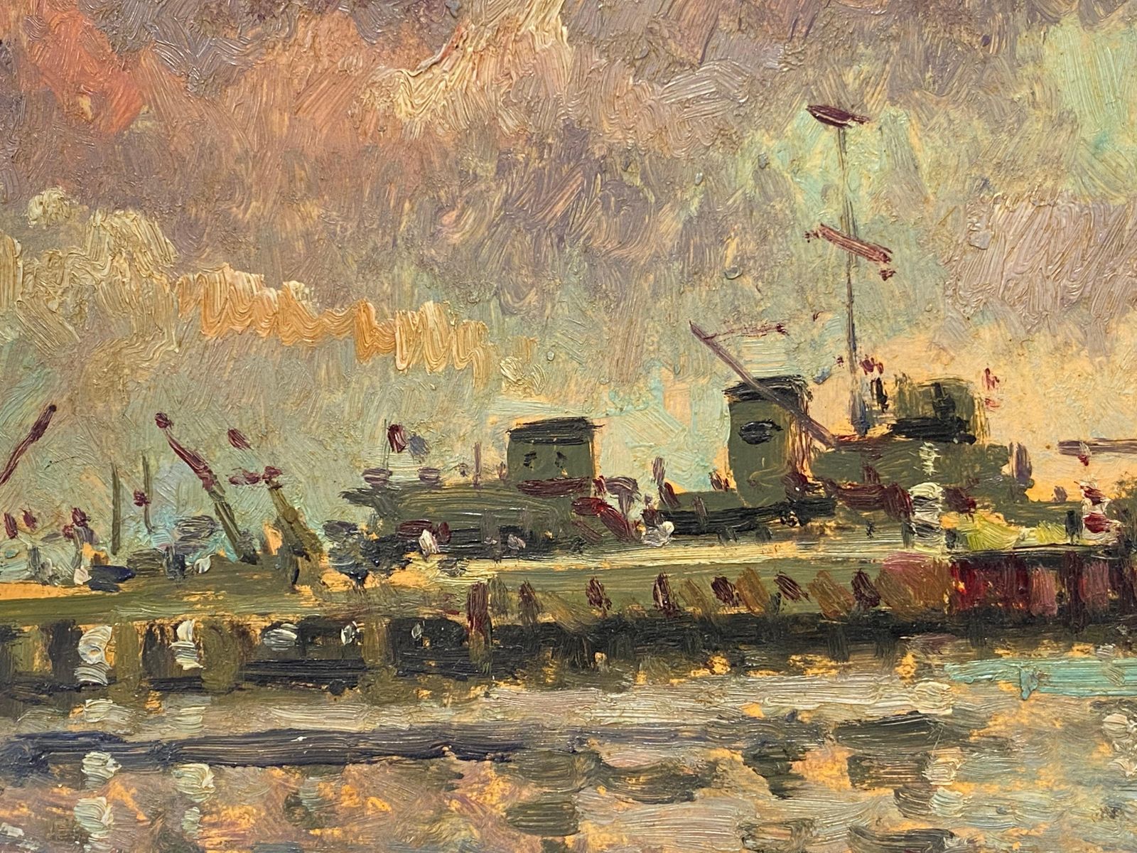 Unknownmaurice Mazeilie, French Impressionist Oil, Shipping Harbour20th Century photo Art