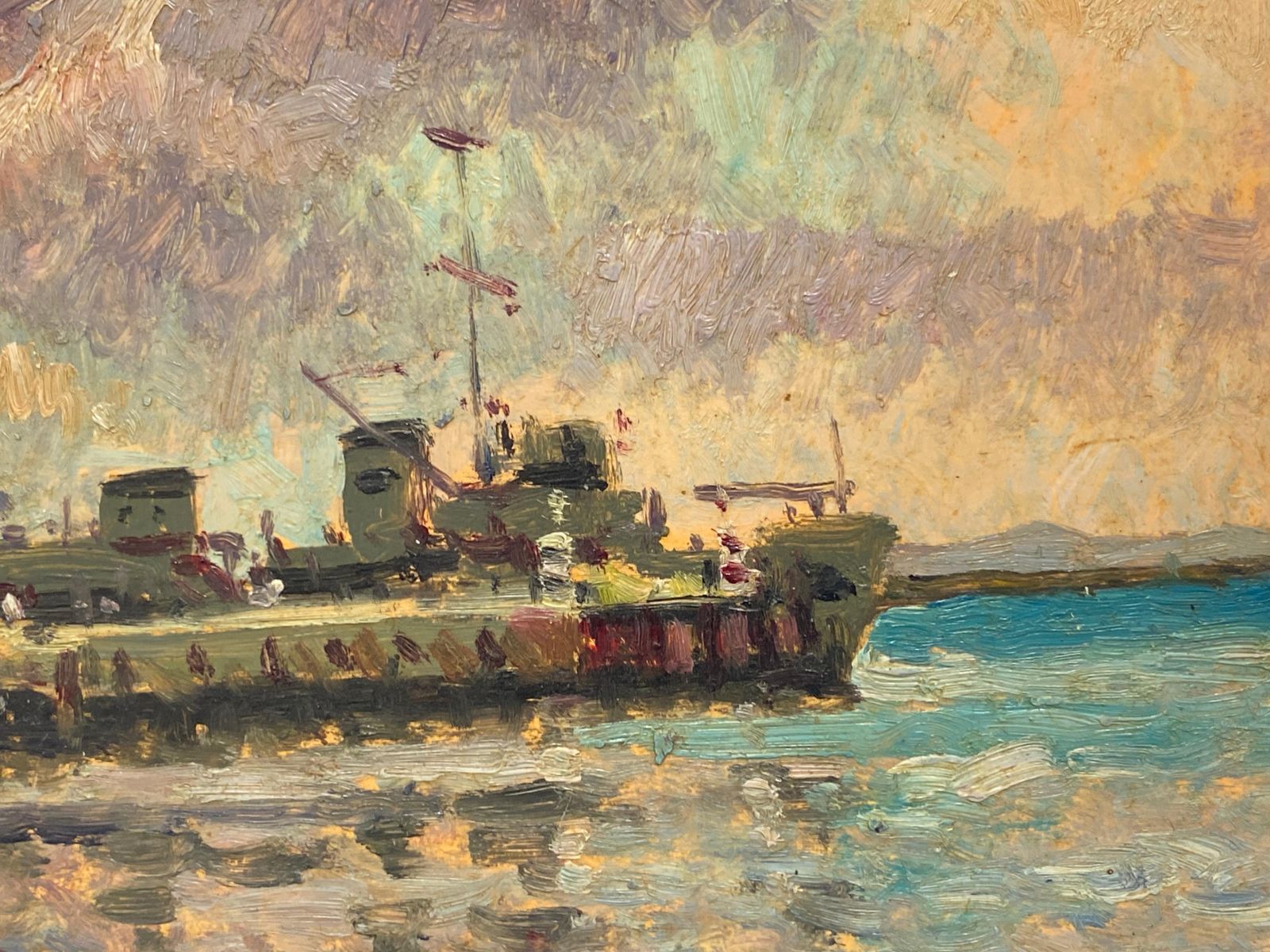 Unknownmaurice Mazeilie, French Impressionist Oil, Shipping Harbour20th Century photo 341.0