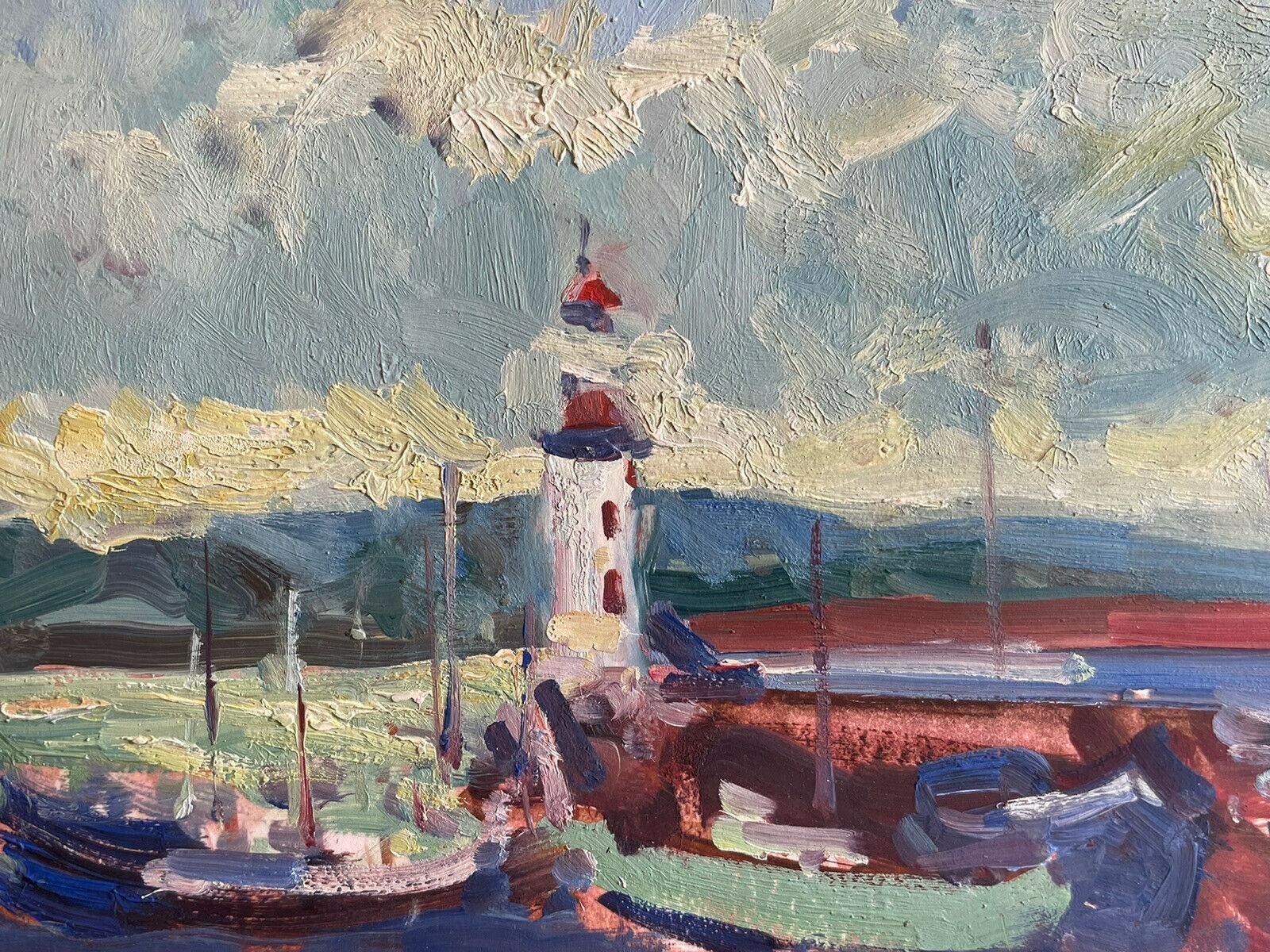Unknownmaurice Mazeilie, French Impressionist Signed Oil, Brittany Harbour Lighthouse20th Century photo for sale