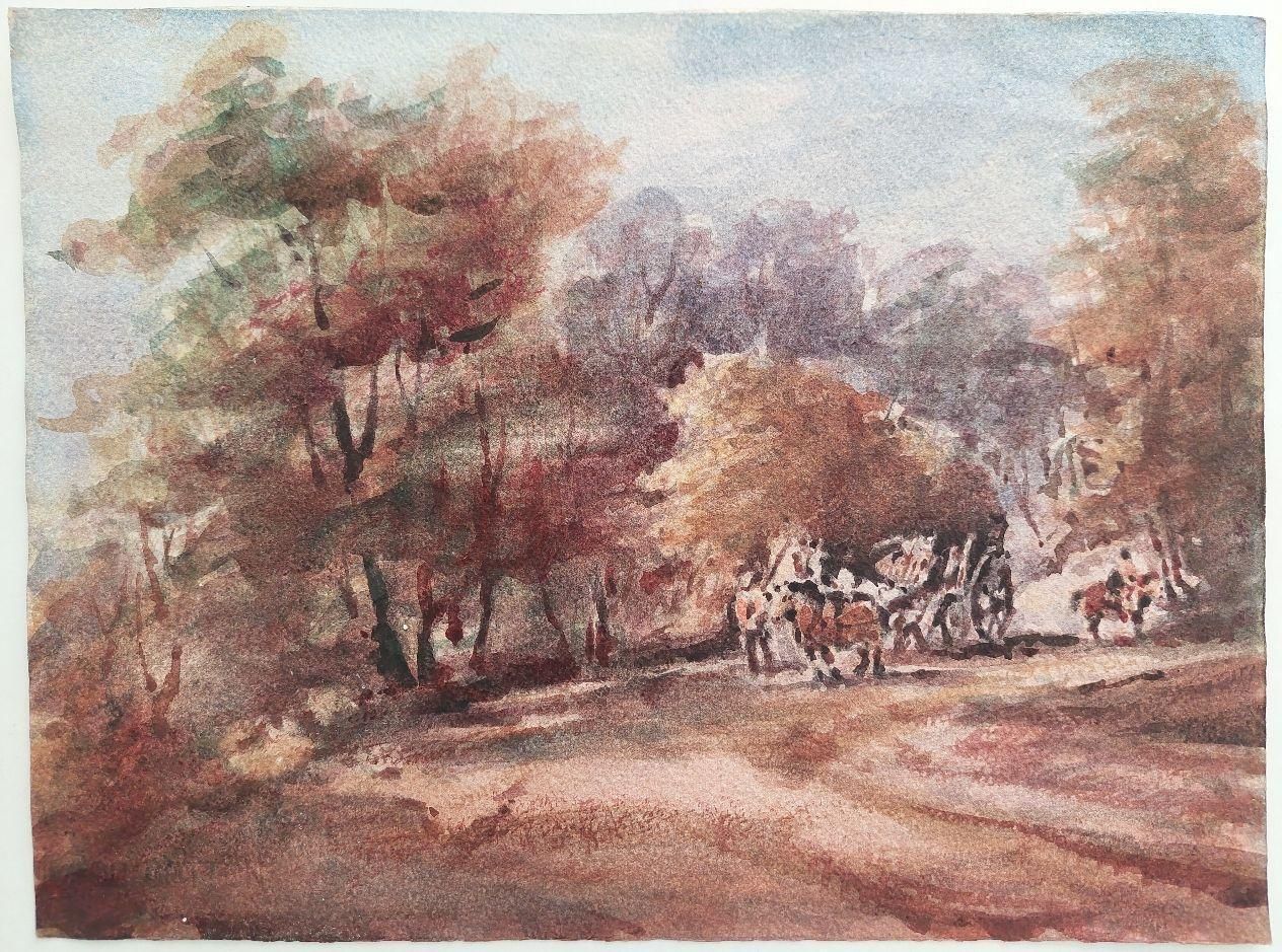 Maurice Mazeiliefrench Modernist Cubist Painting Country Scene With Horses And Cart20th Century photo furniture