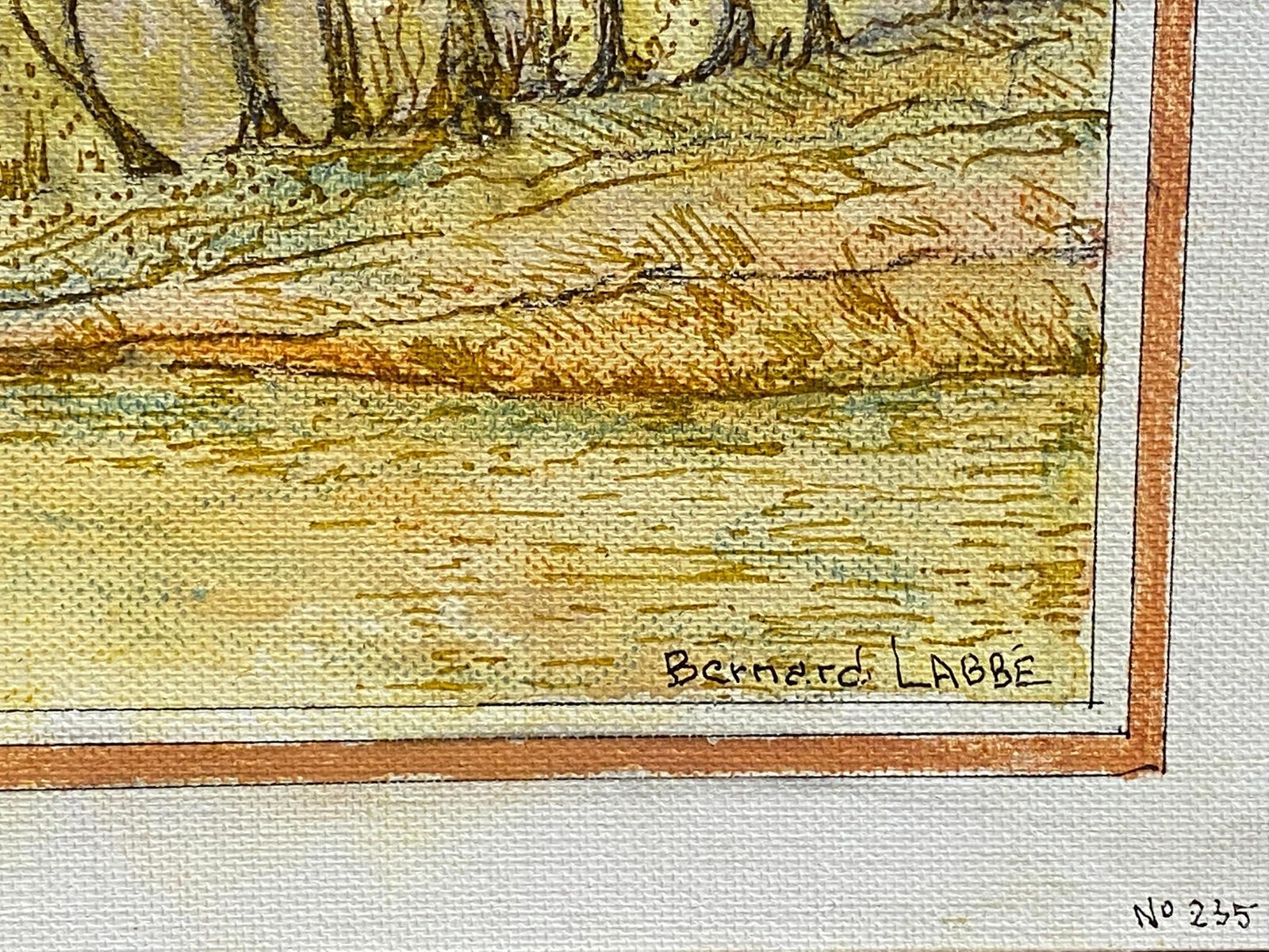 Unknown1950's French Modernist/ Cubist Painting Signed, Woodland Over Lake1950s photo 254.0