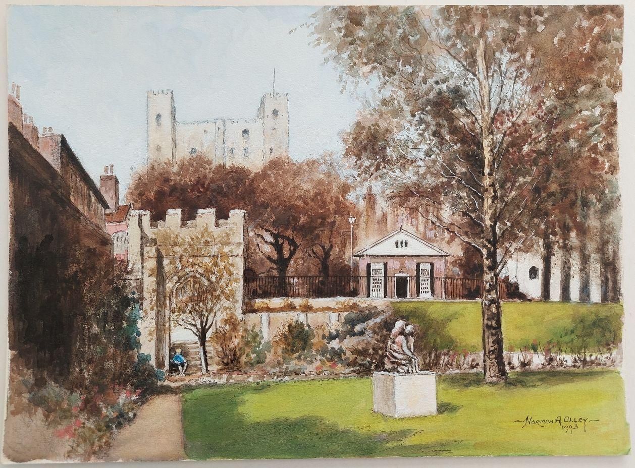 English  School20th Century Traditional English Painting Rochester Castle View, Kent20th Century photo furniture