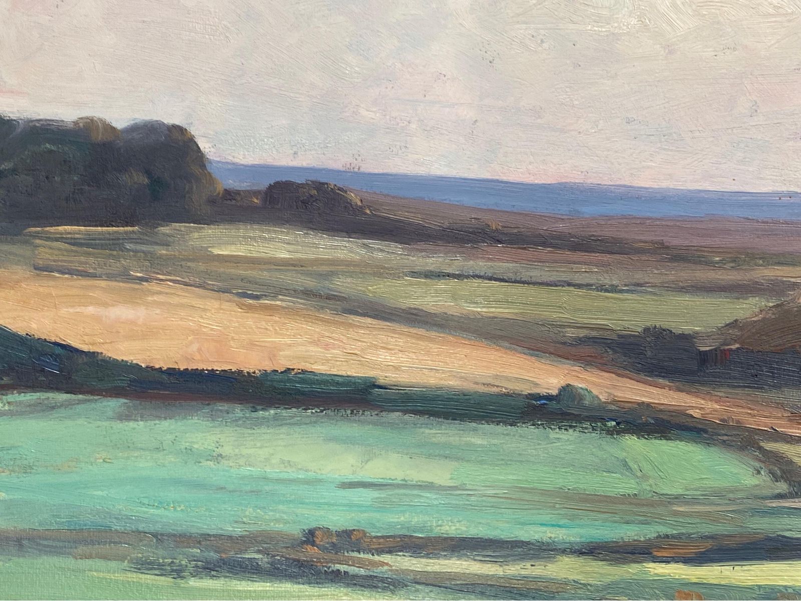 Leon Hatotantique Signed French Impressionist Oil, Panoramic Rolling Landscape Fieldsearly 20th Century photo Art