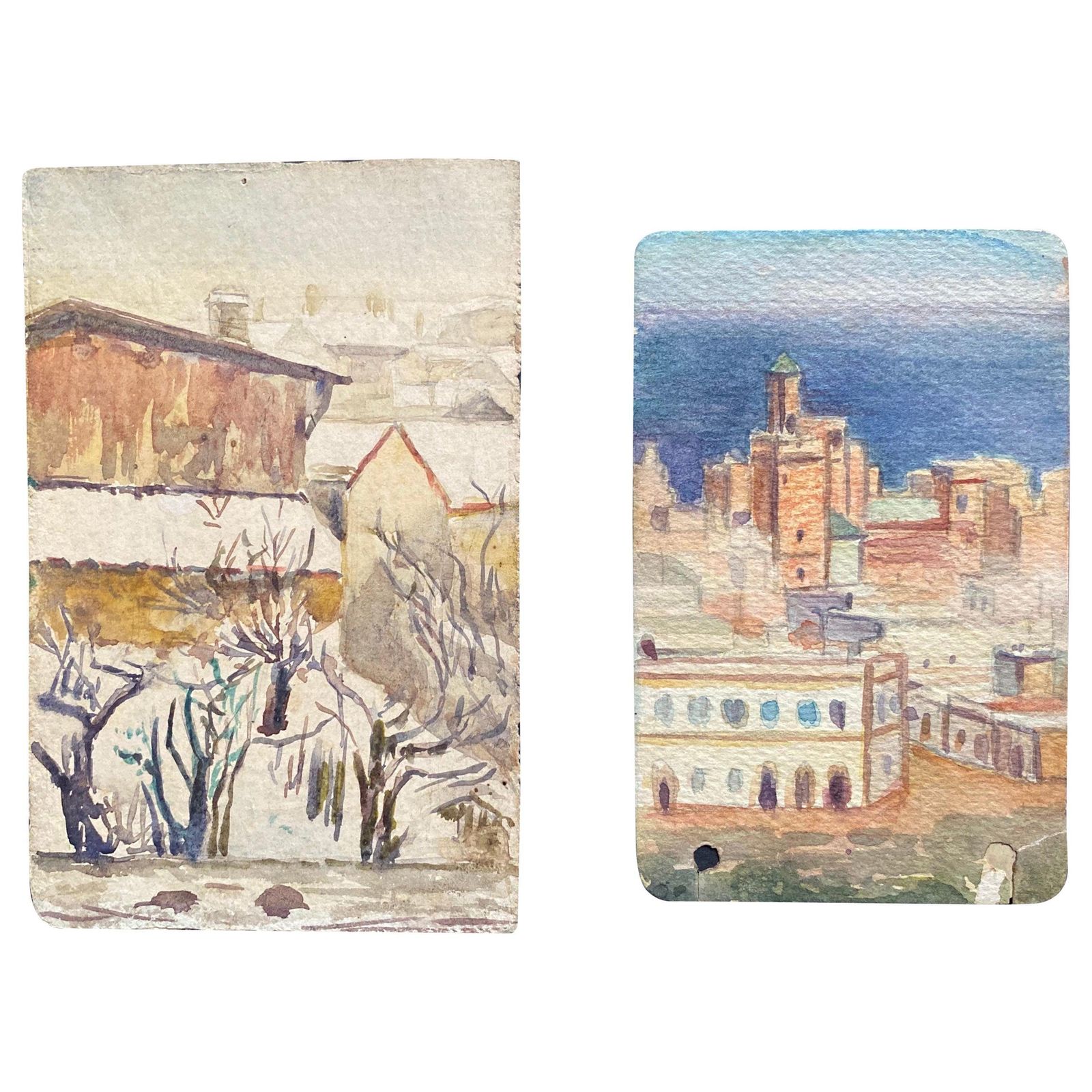 Unknownearly 1900's French Impressionist Signed Landscape Watercolours Marie Carreaucirca 1900s