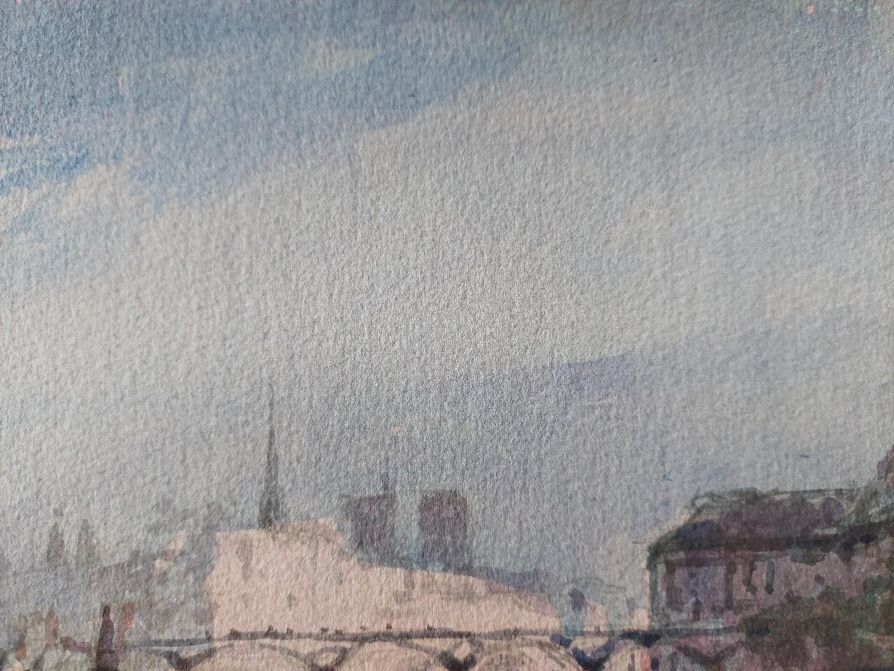 Maurice Mazeiliefrench Modernist Cubist Painting Parisian Panorama Of The Seine20th Century photo vintage