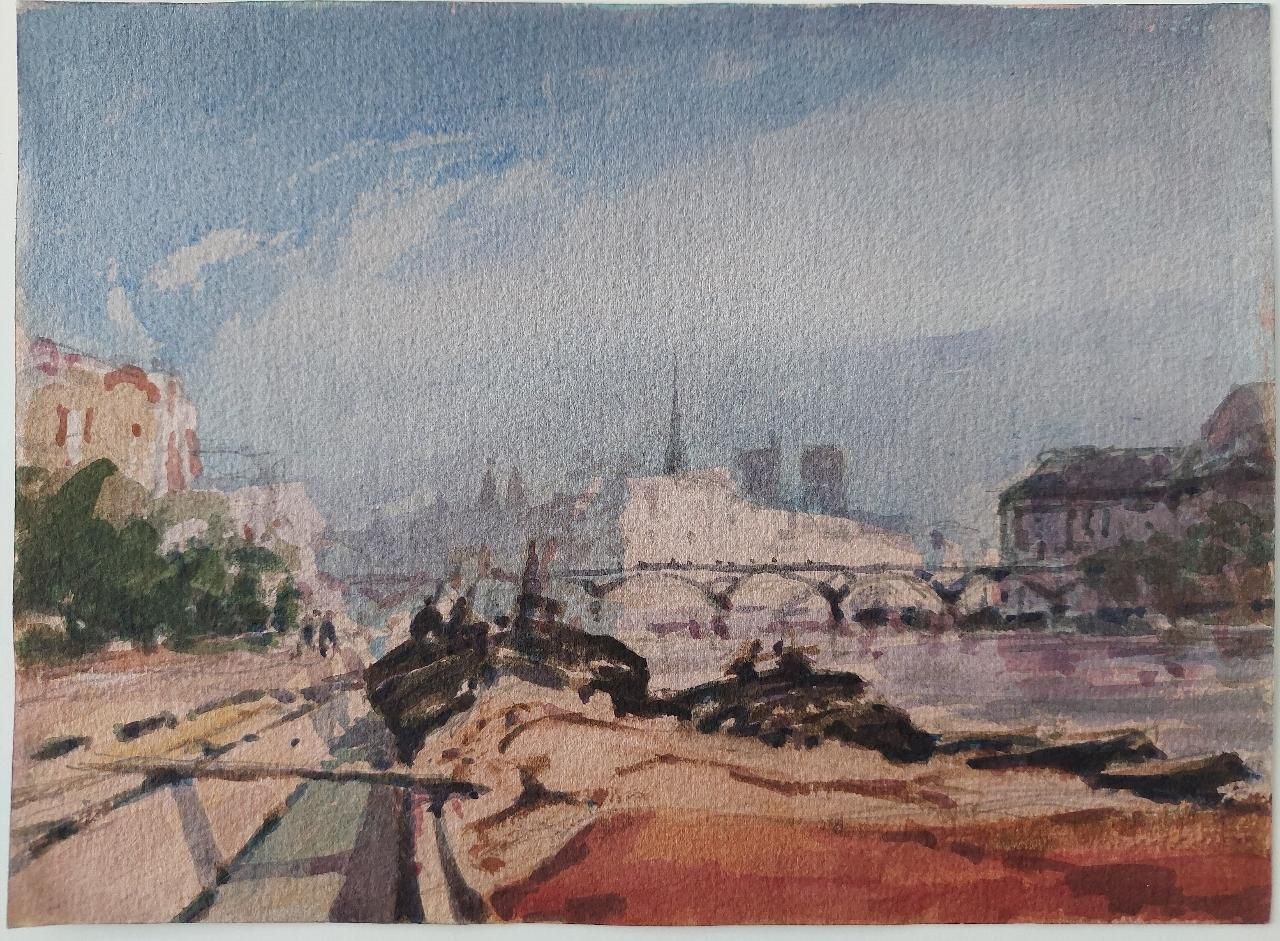 photo furniture Maurice Mazeiliefrench Modernist Cubist Painting Parisian Panorama Of The Seine20th Century