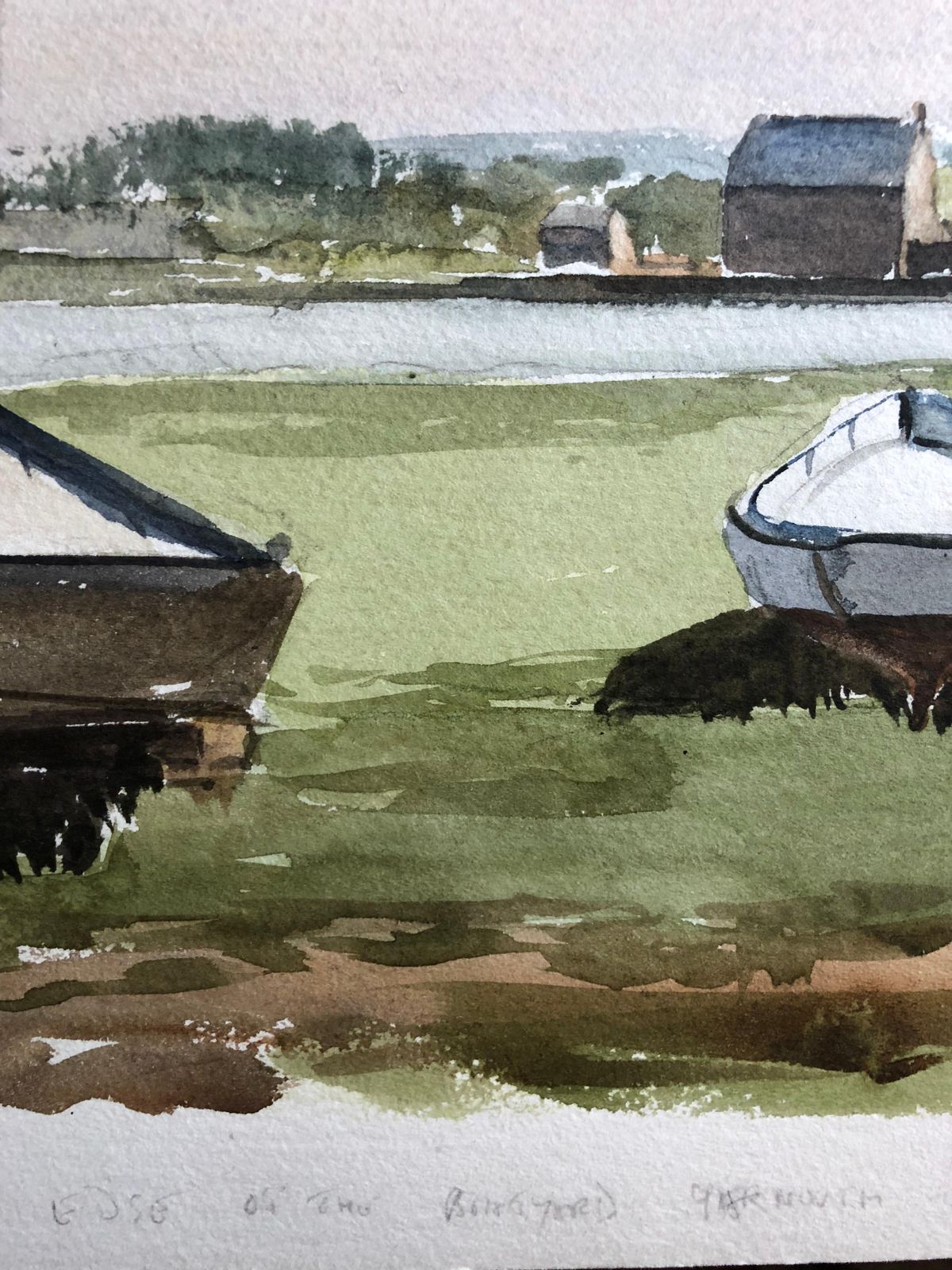 Unknownedge Of The Boatyard Yarmouth, Signed Original British Watercolour Paintingcirca 1970s photo furniture