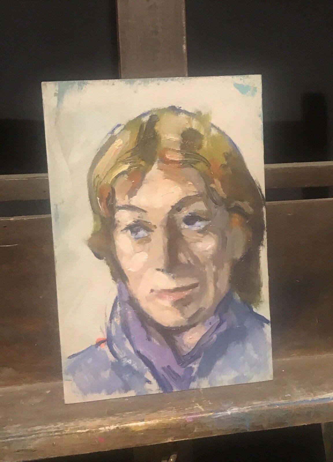 Akos Biroakos Biro Expressionist Oil, Portrait In Deep Thoughtcirca 1950s photo for sale