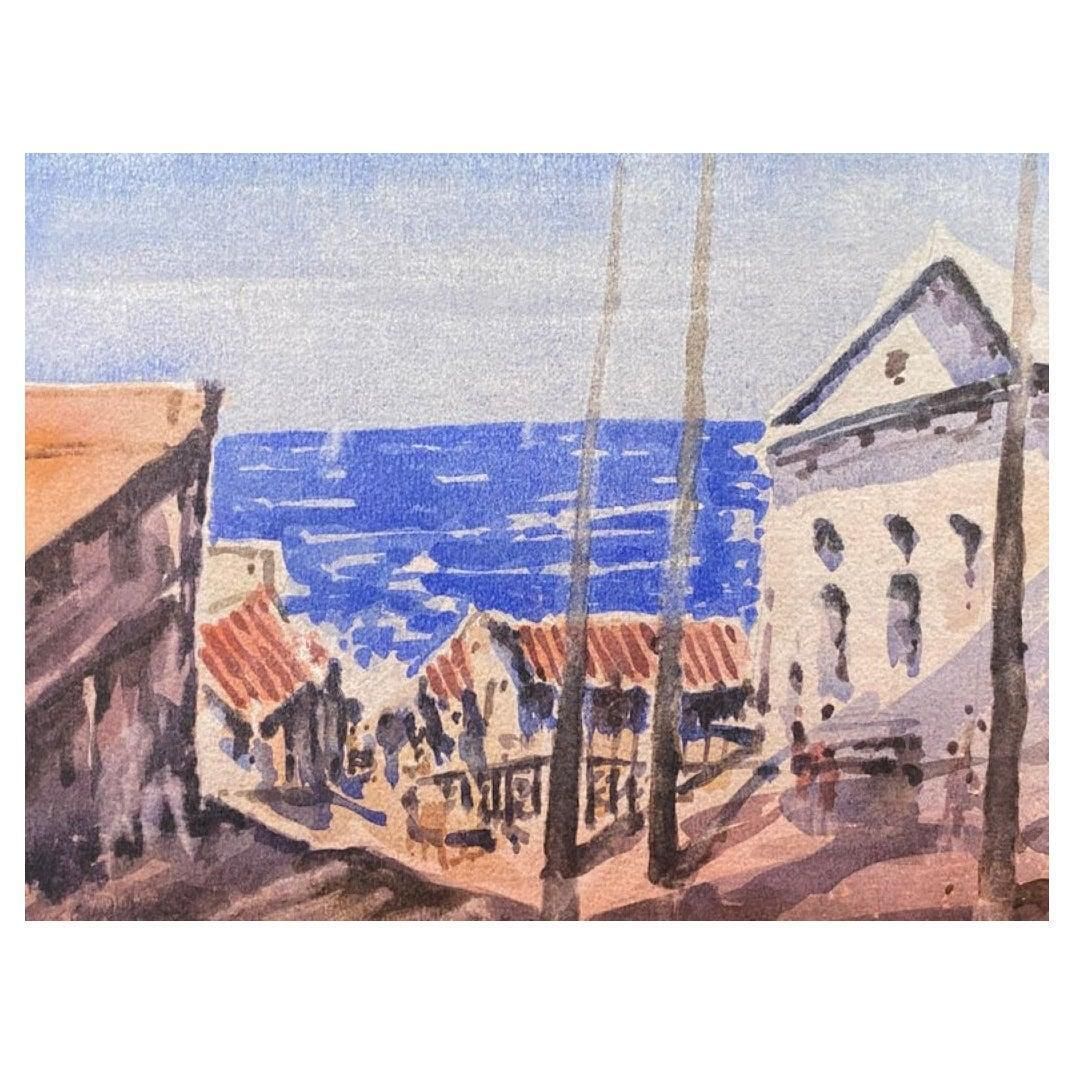 Unknownmaurice Mazeilie, French Impressionist Watercolour, Beach Town20th Century