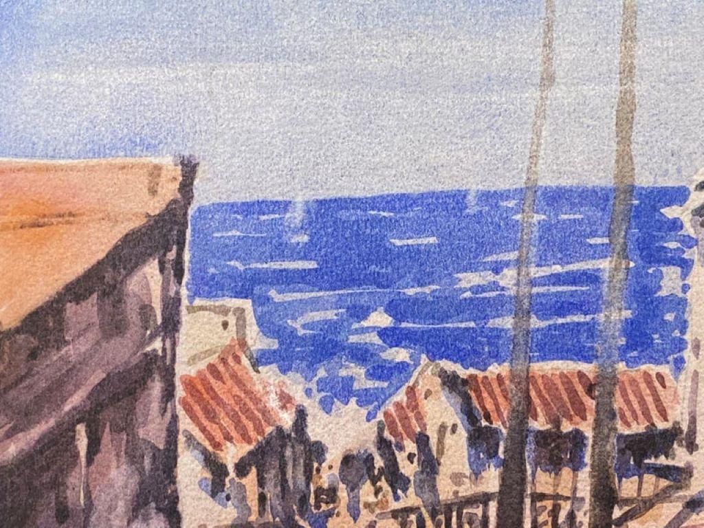 Unknownmaurice Mazeilie, French Impressionist Watercolour, Beach Town20th Century photo furniture