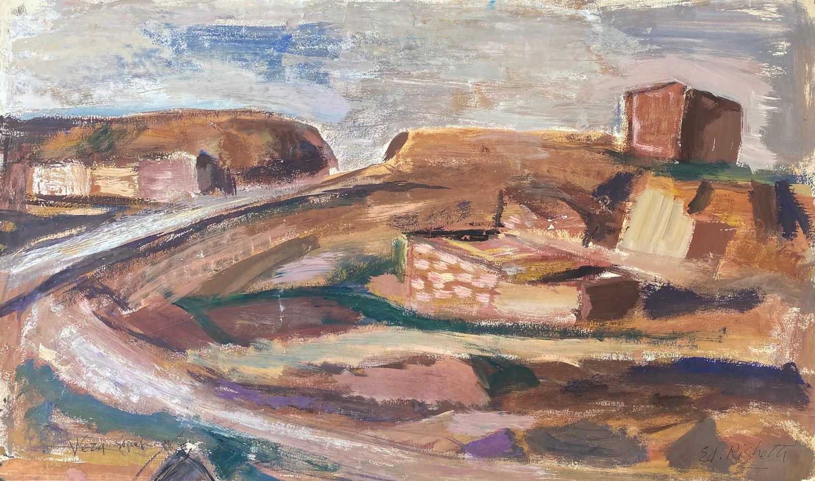 Unknownmid Century French Post Impressionist Painting, Desert Landscape1950 photo furniture