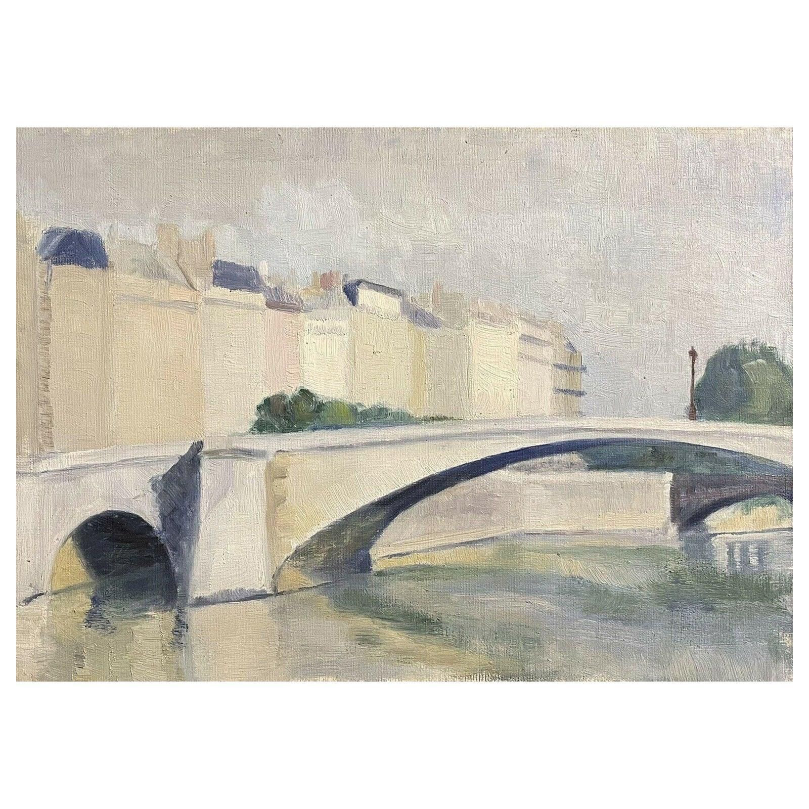 Unknowngenevieve Zondervan French Oil, Parisian River Landscape & Bridgecirca 1990s