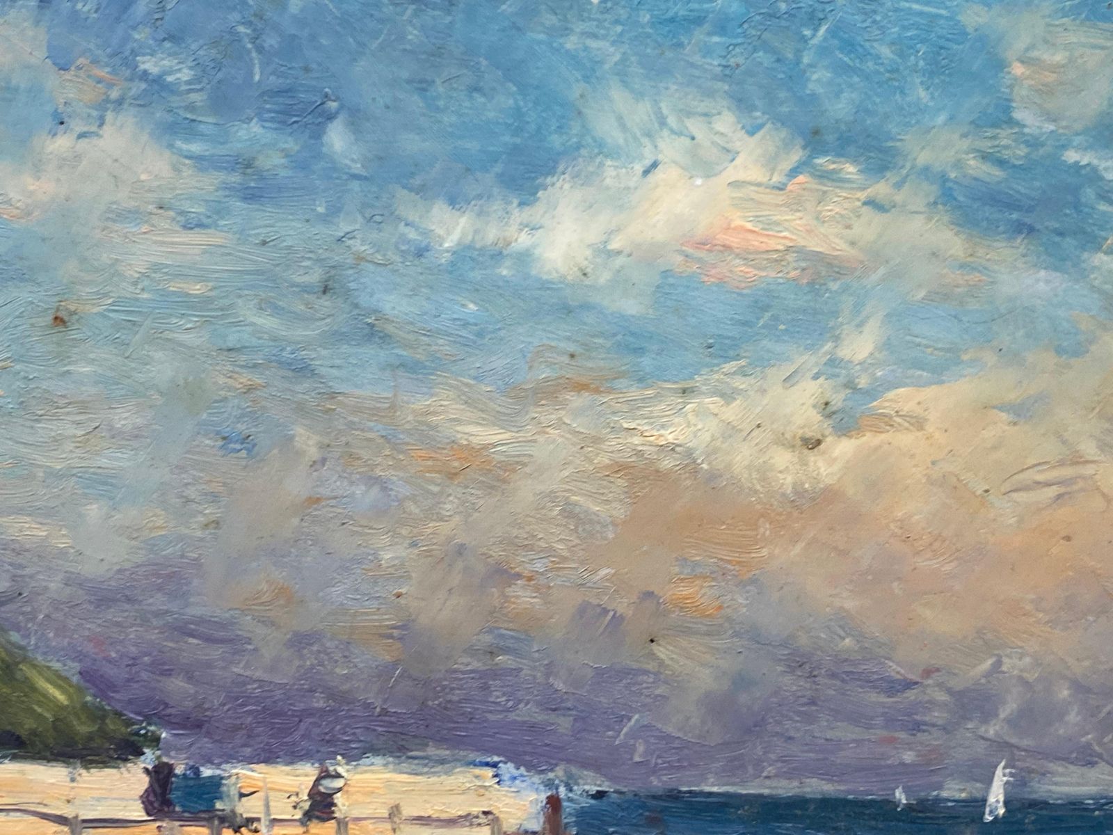 Unknownfrench Impressionist Oil Landscape, Beautiful Ocean Beach California20th Century photo vinterior