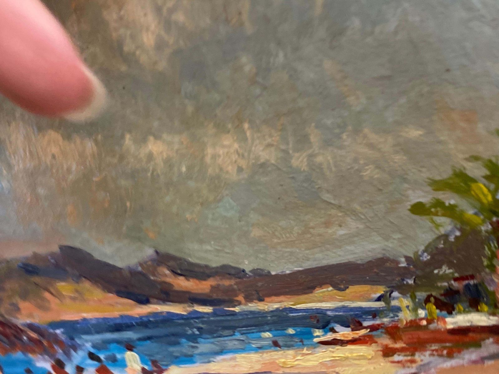 Unknownfrench Impressionist En Plein Air Oil Painting, Coastal Scene With Figures20th Century photo vinterior