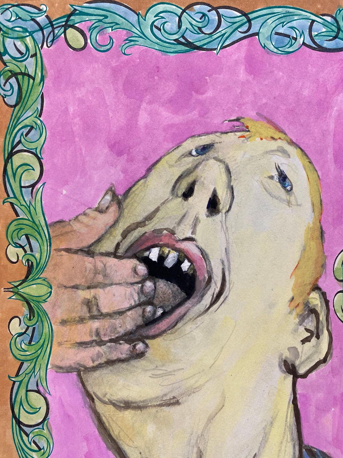 Unknown1960's French Portrait Man With Fingers In His Mouth Caricaturecirca 1960s photo Art