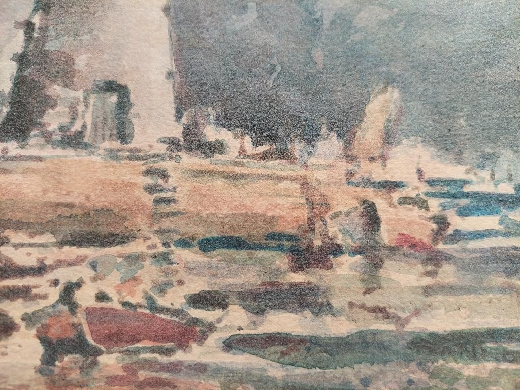 Maurice Mazeiliefrench Modernist Cubist Painting Brittany Coastal Scene photo Art