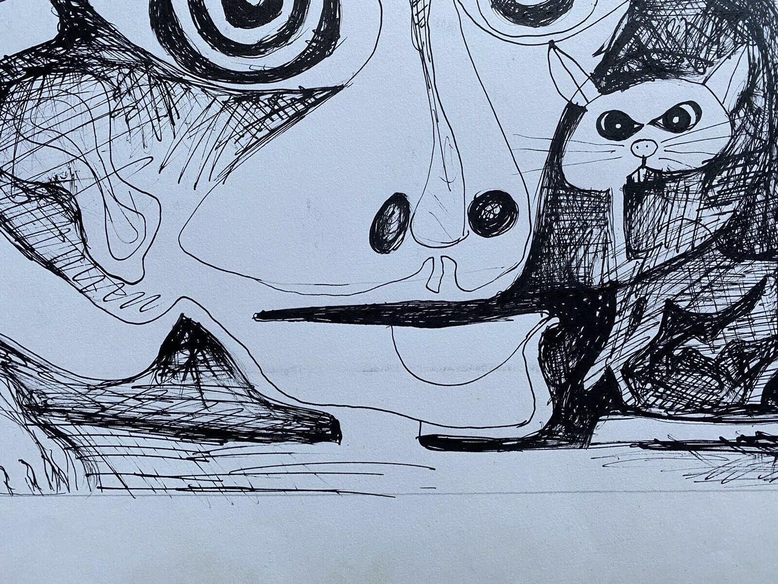 Unknownclaude Lagouche Orignal 1970's French Psychedelic Abstract Drawingcirca 1960s photo vinterior