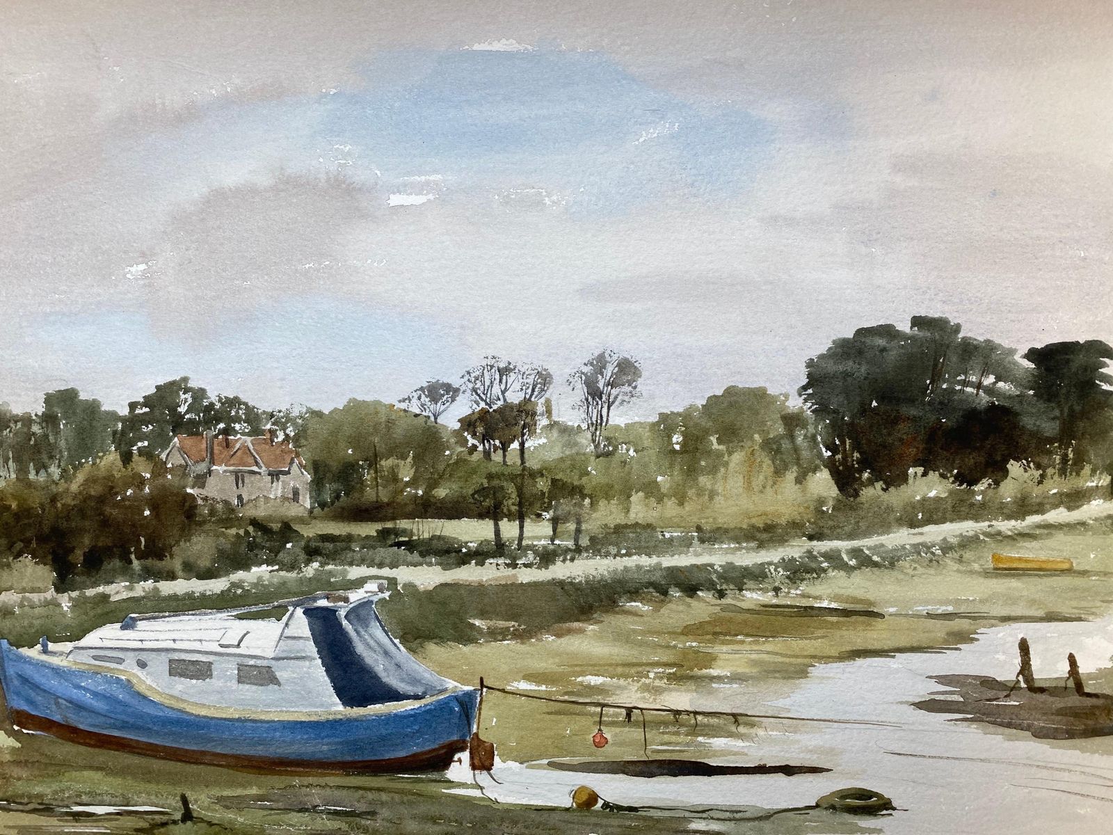 Unknownlow Tide Yarmouth Harbour, Original British Watercolour Paintingcirca 1970s photo for sale