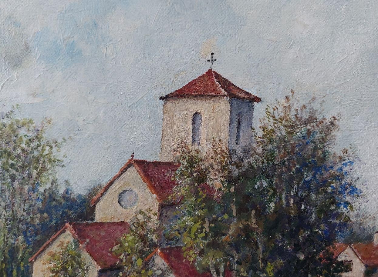 English  Schooltraditional English Painting Church At Weston Green, Thames Ditton, Surrey20th Century photo 483.0
