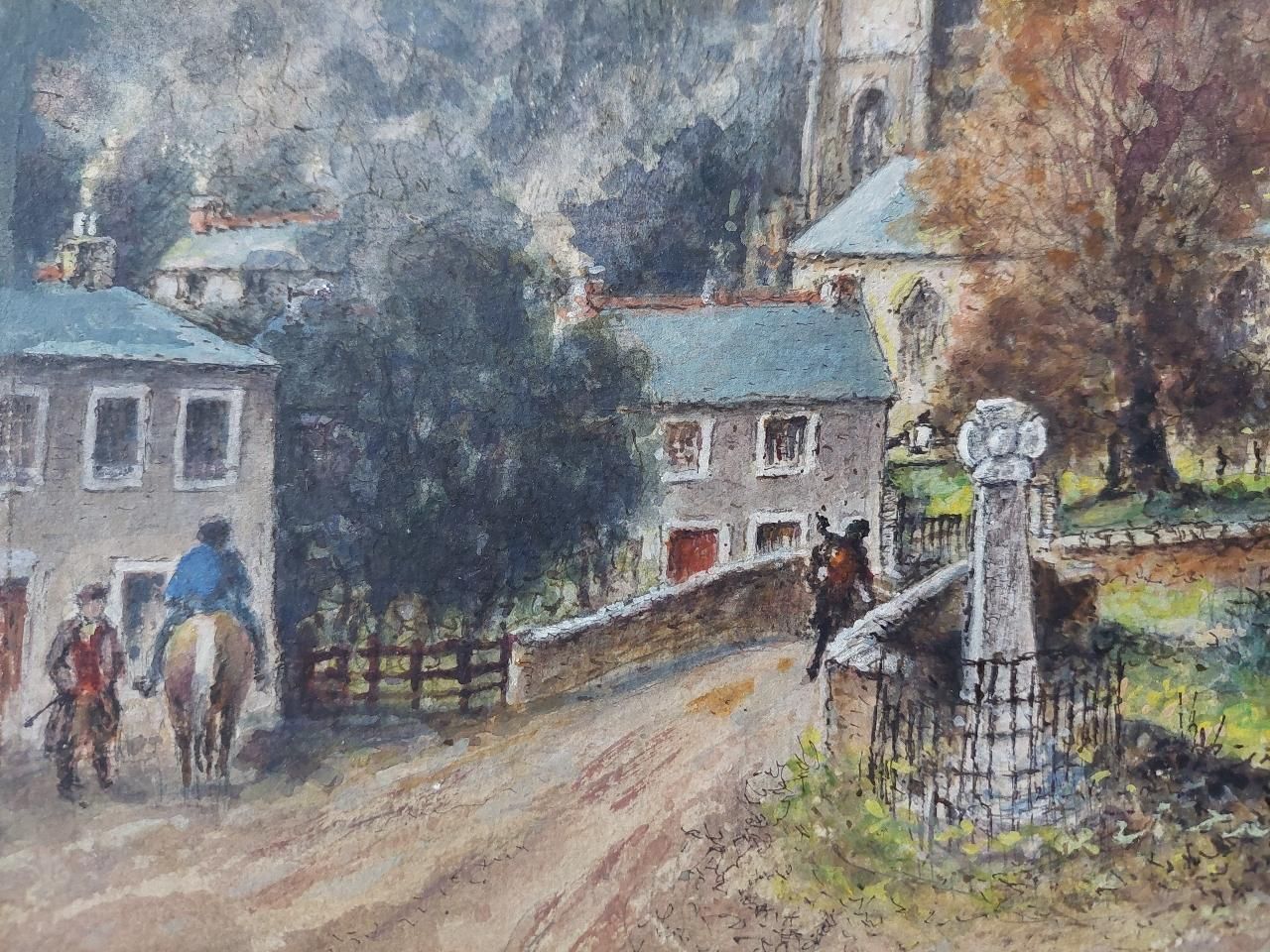 English  Schooltraditional English Painting Church And Figures At Altarnun, Cornish School20th Century photo buy