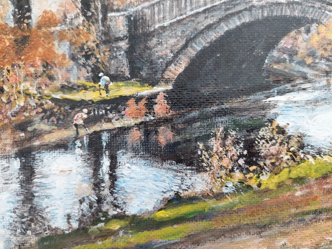 English  Schooltraditional English Painting Huntsman And Dog By A Yorkshire Bridge20th Century photo buy
