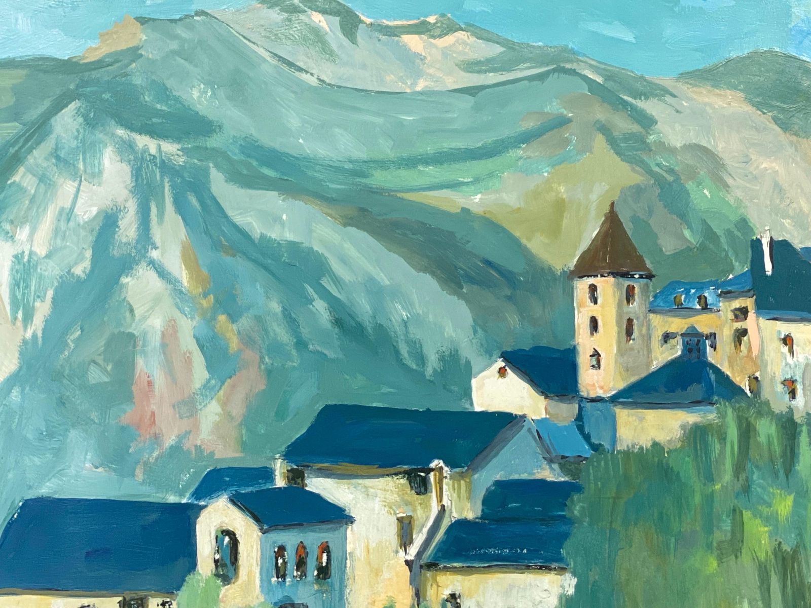 Unknown1950's Modernist Painting, Beautiful & Bright Colour French Oil Landscape1950s photo 763.0