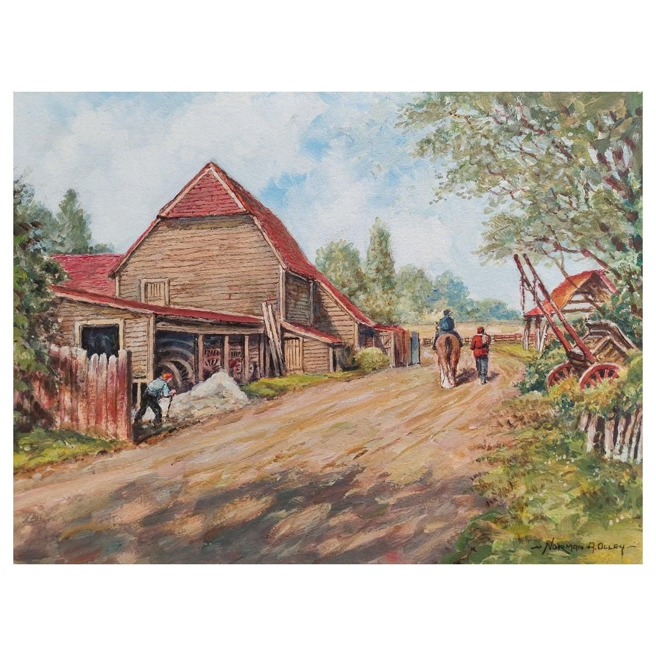 English  School20th Century Traditional English Painting A Farm In Claygate, Surrey20th Century