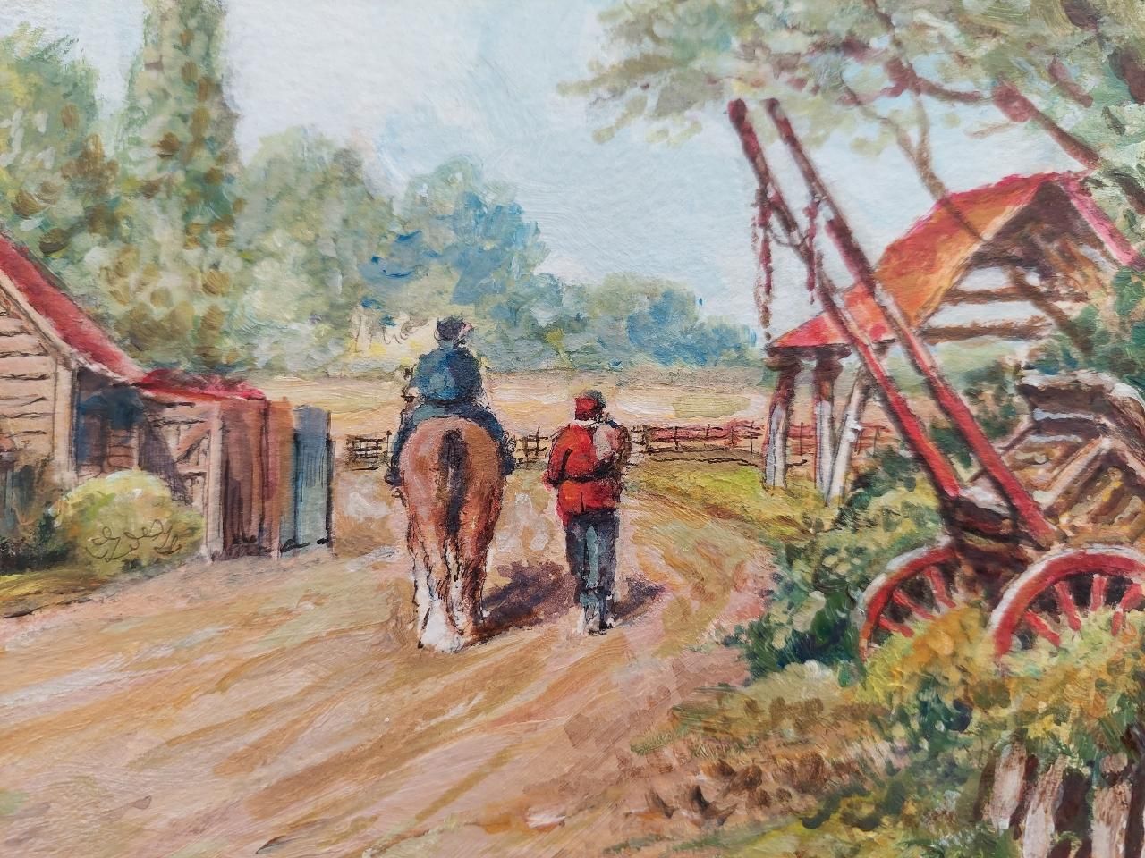 photo furniture English  School20th Century Traditional English Painting A Farm In Claygate, Surrey20th Century