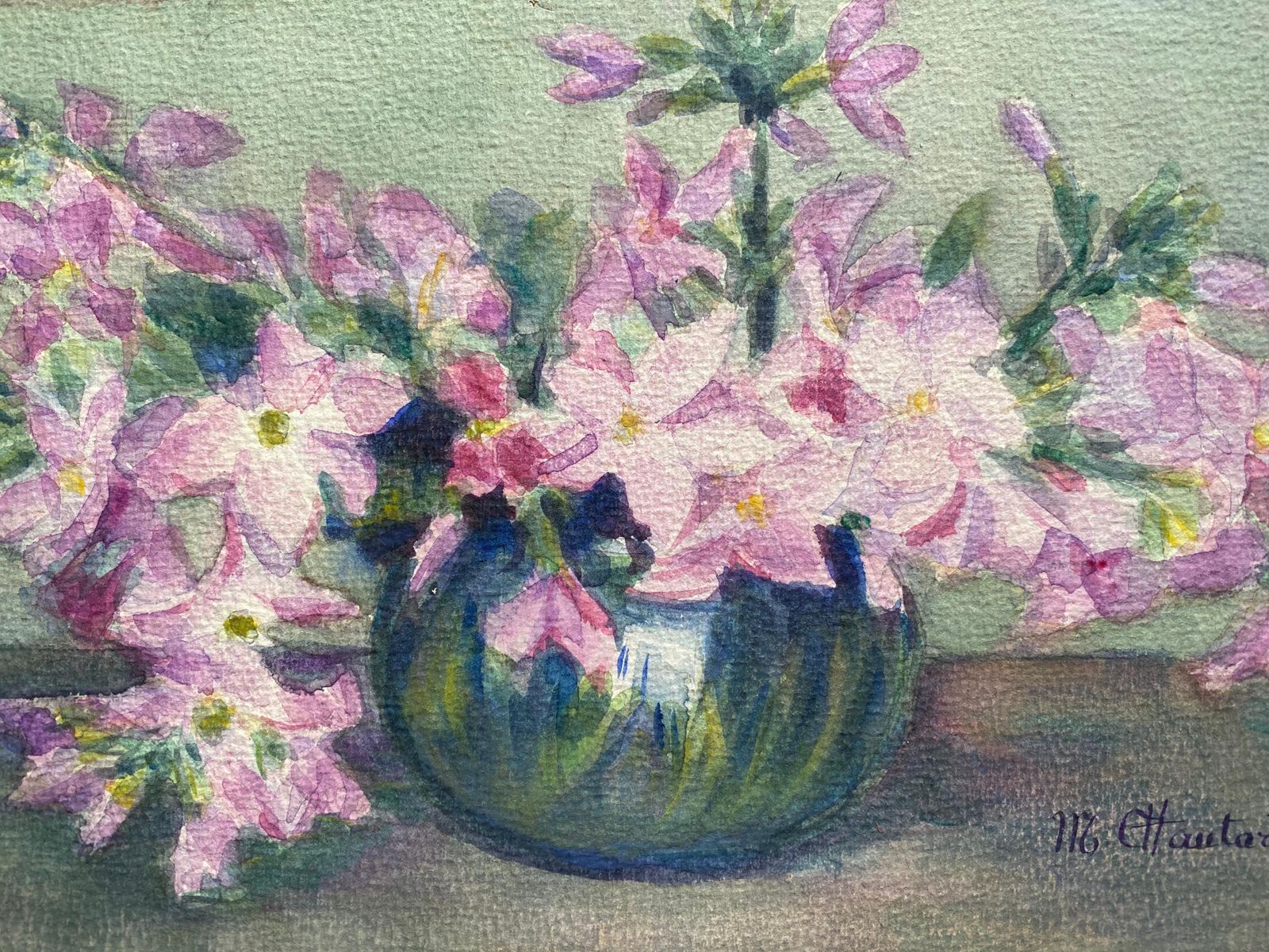 Unknownearly 1900's French Impressionist Signed Flower Watercolour By Marie Carreaucirca 1900s photo for sale