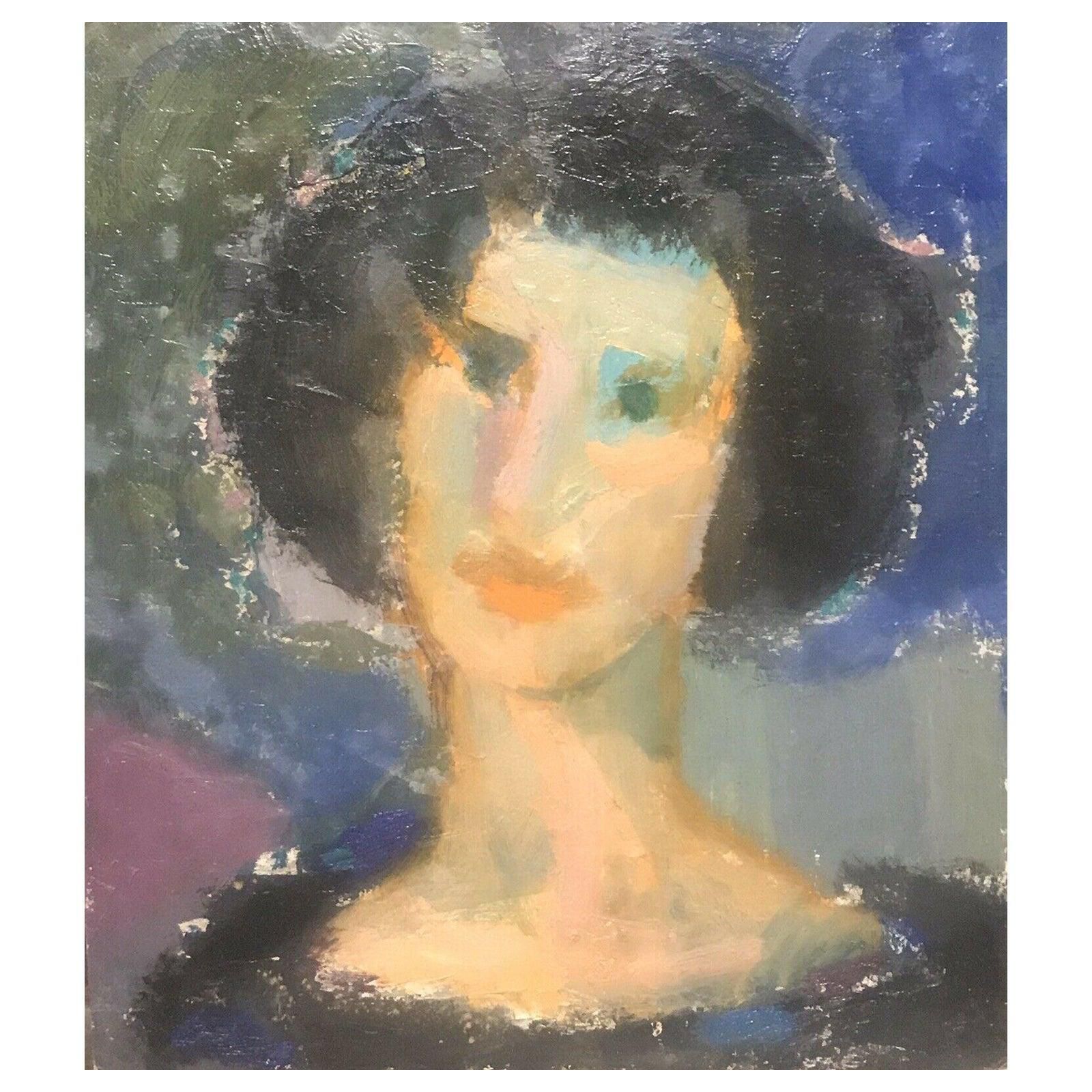 Akos Biroakos Biro French Expressionist Oil, Portrait Of Womancirca 1950s