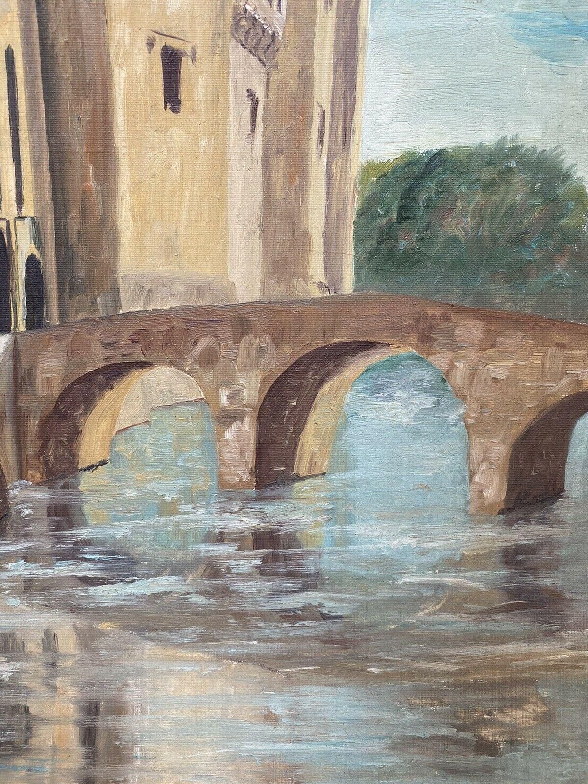 Unknownfernand Audet French Impressionist Oil, City Fortress By Old Rivermid 20th Century photo for sale