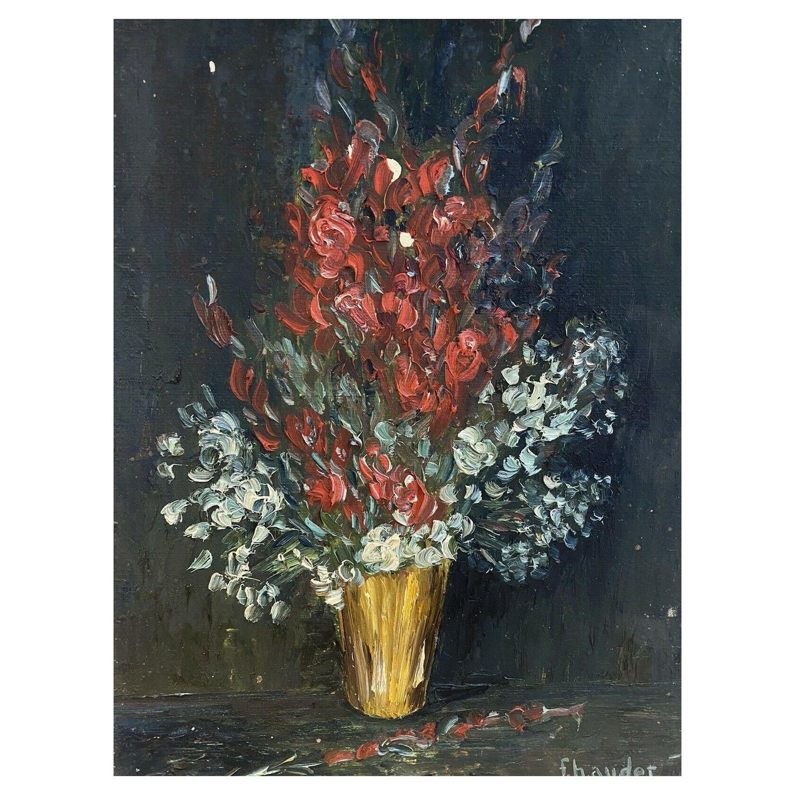 Unknownfernand Audet French Impressionist Oil, Large Still Life Flowersmid 20th Century